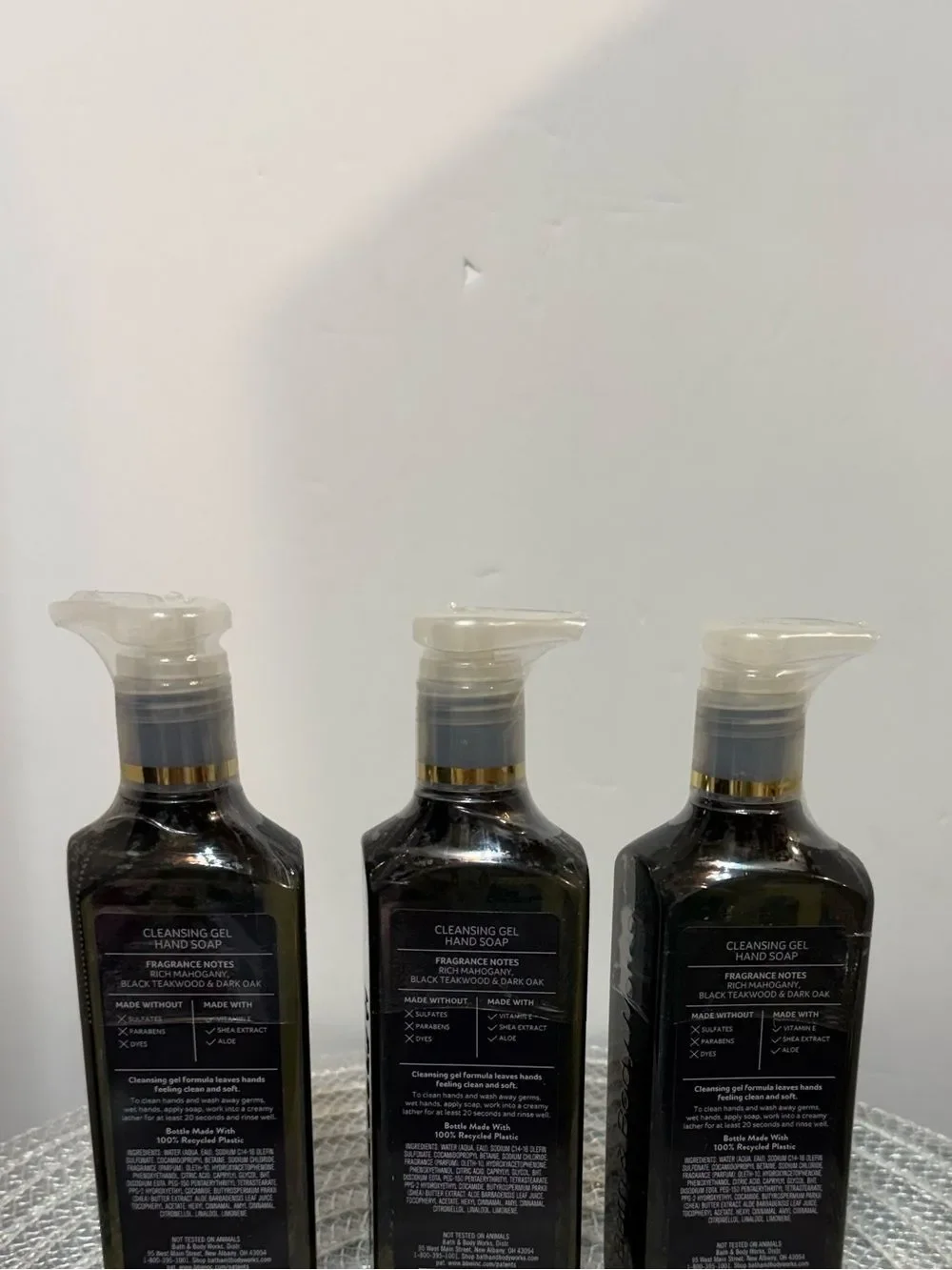 BBW Mahogany Teakwood Cleansing Gel Hand Soap Set of 3 NWT